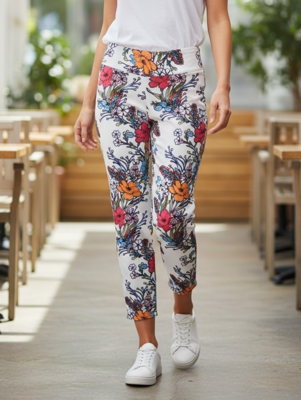 NWOT UP! ( 2 ) Floral Style #65788UP Petal-Slit Techno Ankle Pants